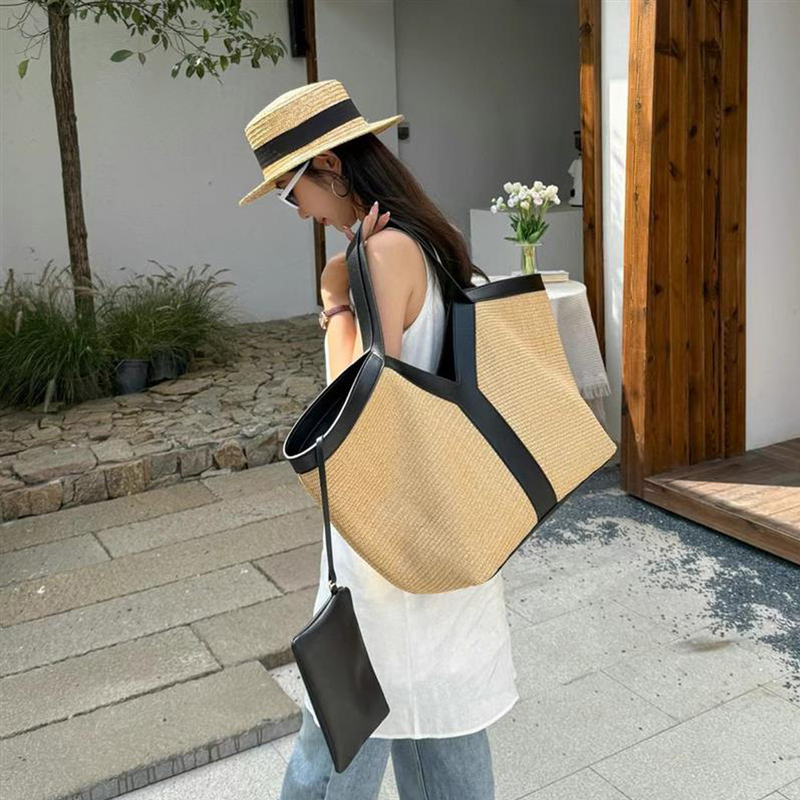 2026 New Raffia Y Tote Bag, New Large Commuter Bag, Straw Woven Large Capacity Shoulder Bag, Underarm Bag, Beach Bag