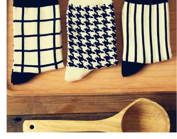 Phong cách retro retro đơn giản houndstooth hình học của phụ nữ vớ dài Sen nữ ngọt ngào ủng nữ vớ vớ cao