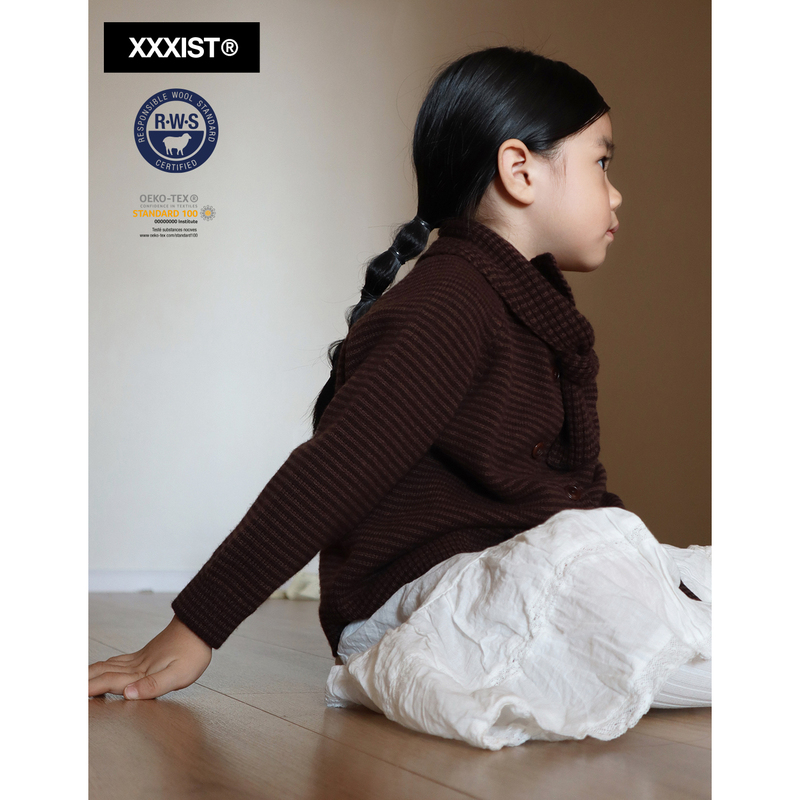 Australian Imported 100% Superfine Merino Lamb Wool Small Scarf Neck Warmer Knitted Cardigan for Boys and Girls