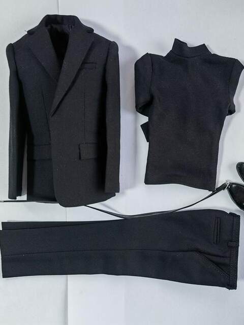 Suitable for Dimensional Creation Maf Body Maf12 1/6 Male Soldier Body, Black and White Dress Pants