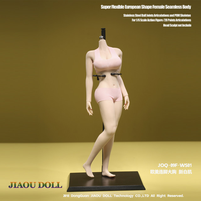 1/6 Joq-09F Rubber-Coated European and American Style with Feet, Large Breasts, Laxu Body, Female Soldier Doll, Headless with Body Makeup, in Stock