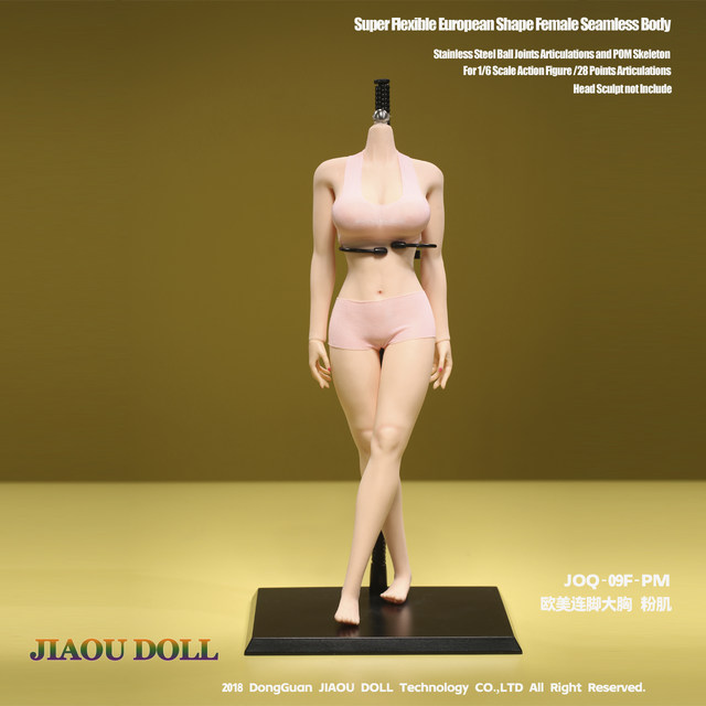 1/6 Joq-09F Rubber-Coated European and American Style with Feet, Large Breasts, Laxu Body, Female Soldier Doll, Headless with Body Makeup, in Stock