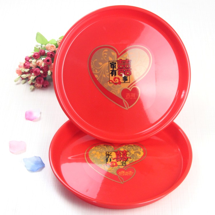 Weizhen special department store festive wedding wedding supplies red fruit plate four hi plate plastic tray fruit plate
