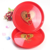 Unique special department store festive wedding celebration celebration products red fruit disc four clocks plastic tray fruit disc