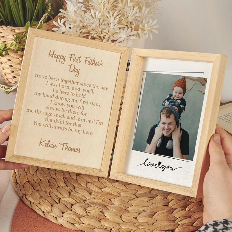 Personalized Custom Text Picture Father's Day Photo Foldableing Wooden Photo Frame Souvenir Frame Wedding Gift