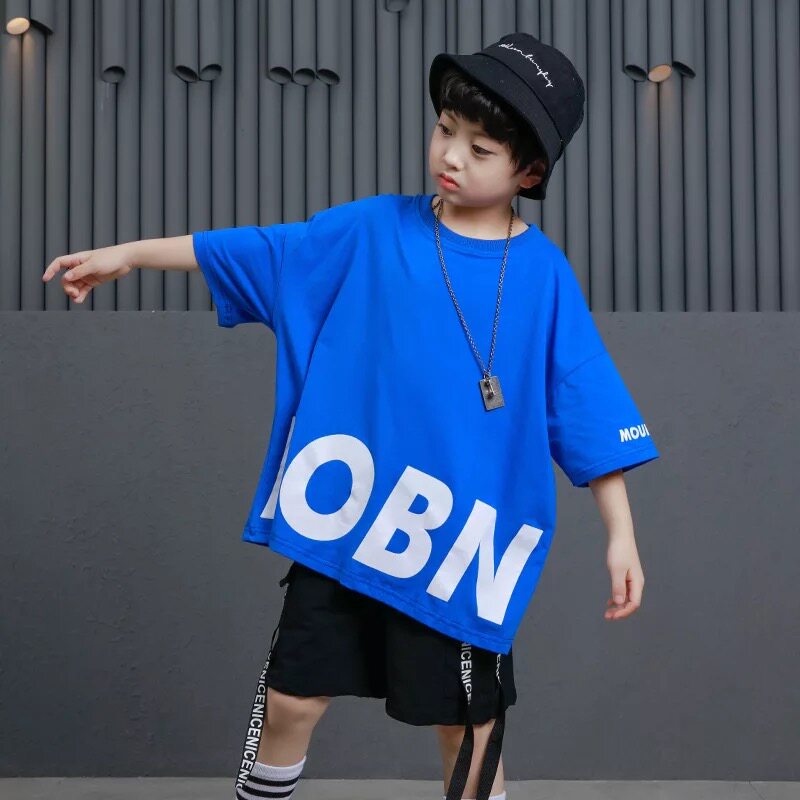 Children's Day Street Dance Performance Cottage Big Big Short Sleeve T-Shirt Men and Women Hip Hop Loose Fan T-shirt