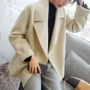 Áo khoác cashmere mới hai mặt nữ mùa thu và mùa đông Phiên bản Hàn Quốc của chiếc cà vạt ngắn phù hợp với cổ áo tóc nhỏ áo dạ nữ đẹp 2021
