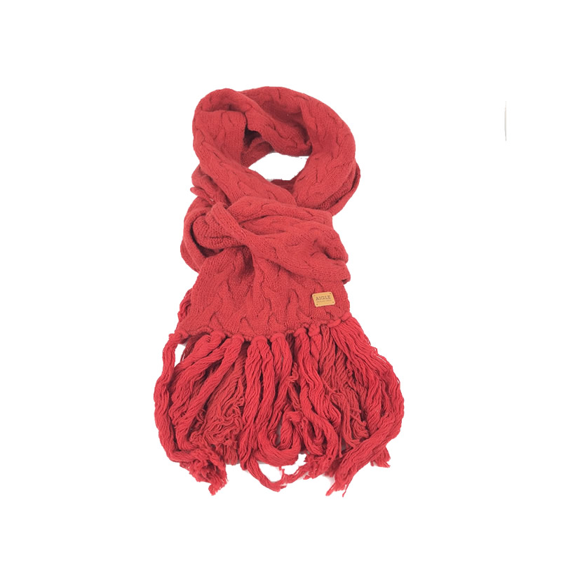 22 autumn and winter AIGLE Aigao wool hat ladies solid color fringed wool warm all-match casual long scarf