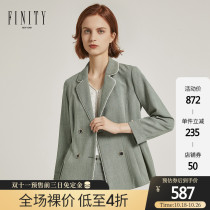 FINITY womens autumn new waist slim suit jacket womens simple fashion temperament Pearl decorative coat