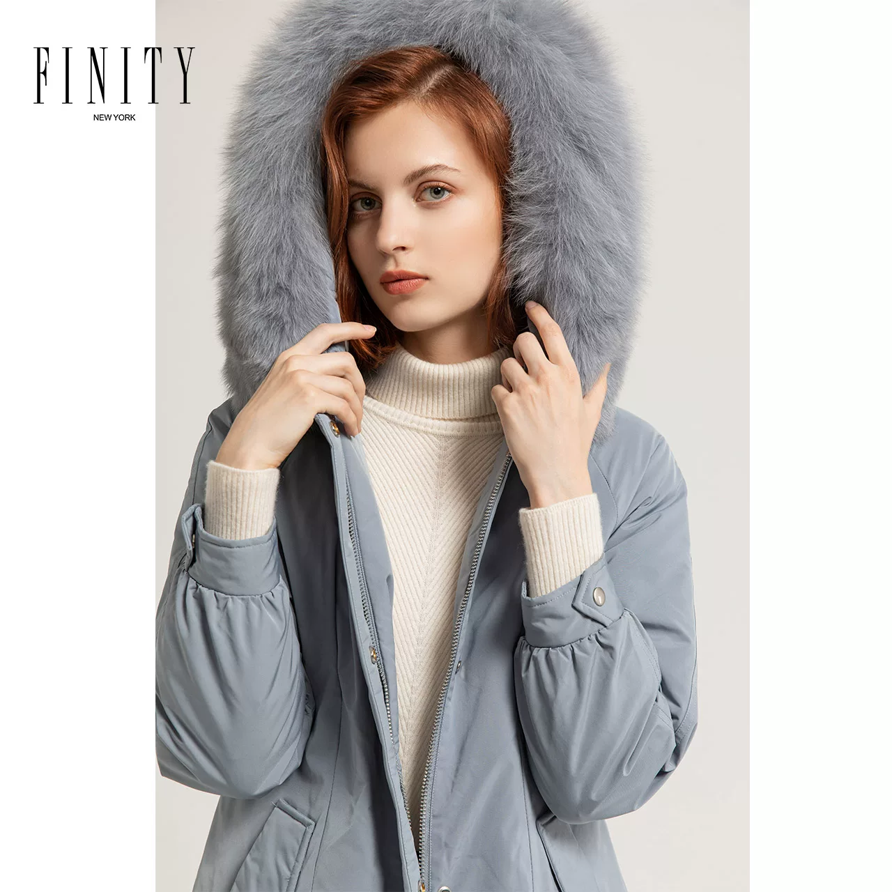 Пуховик FINITY зимний модный, бархатно-теплый с длинными рукавами, 2021 год, пух утиных