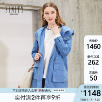 FINITY thin coat womens 2021 spring womens new loose thin drawstring waist medium-long windbreaker women