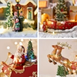Рождественские украшения, микропейзаж, настольные украшения, светящийся рождественский дом, макет сцены, праздничное украшение, реквизит для фото