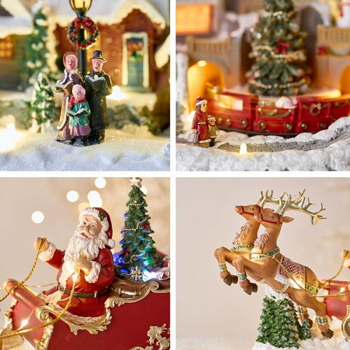 Рождественские украшения, микропейзаж, настольные украшения, светящийся рождественский дом, макет сцены, праздничное украшение, реквизит для фото