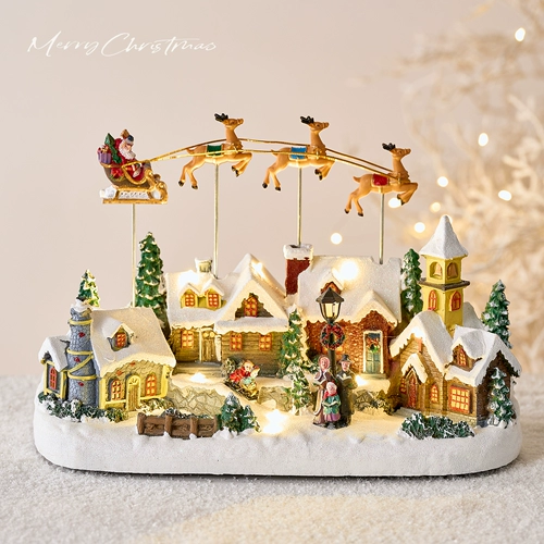 Рождественские украшения, микропейзаж, настольные украшения, светящийся рождественский дом, макет сцены, праздничное украшение, реквизит для фото
