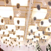 Christmas sky ceiling hanging gold pine cone decoration decoration shopping mall shop top decoration