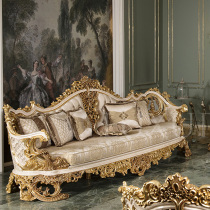 Eurostyle Extravaganza Full Wood Carved Sofa Villa Guest Hall Furnishings Furniture Custom Large Family Style Fabric Sofa Combination