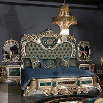 Eurostyle Palace Court Solid Wood Bed Villa Big Family Type Furniture Bed Head Cabinet With Mirror style Extravagant Extravaganza double bed