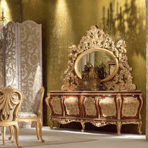 European dressing table solid wood makeup table French makeup mirror bedroom large apartment luxury carved dressing table makeup stool combination