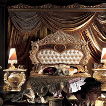 European luxury master bedroom double bed solid wood carved romantic bed Italian French princess wedding bed Villa furniture