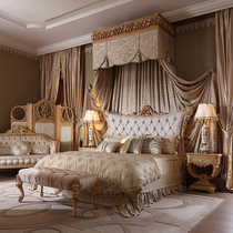 European style solid wood bed 1 8M master bedroom furniture handmade custom French luxury fabric double bed 2 m big bed wedding bed