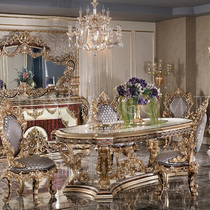 Ostyle Solid Wood Dining Table Big Family Style Villa Restaurant Long Dining Terrace High-end Luxury Furniture Custom Style Palace Dining Table