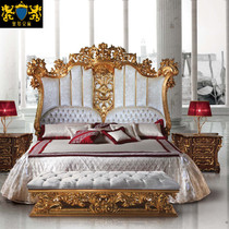 European style fabric Princess double bed Italian style solid wood carving wedding bed French villa luxury bedroom furniture