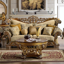 Eurostyle sofa solid wood Carved Tea Table TV Cabinet Combo Villa Luxury High-end Furniture Custom Factory Direct