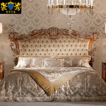 Villa furniture French luxury cloth bed Italian double bed solid wood carved 1 8 m European bed wedding bed