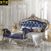 European style solid wood carved wedding bed luxury fabric double bed French Villa Furniture bedroom 1 8 m princess bed