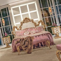European-style Bed Shells Inlaid Cloth Art Double Bed Method Type Solid Wood Carved Master Bedroom Princess Bed 1 8 m Wedding Bed Customisation