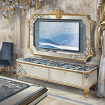 Italian luxury wood TV cabinet Villa palace furniture custom shell mosaic French high-end audio-visual cabinet
