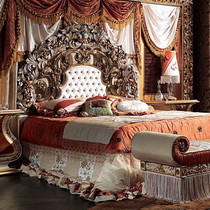 Italian luxury cloth bed solid wood princess bed Villa court master bed European double bed high back bed