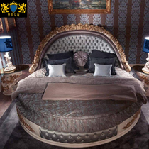 European style solid wood double bed 2 m large apartment French court round bed wedding bed Villa furniture custom master bed