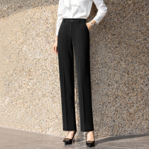 Suit pants women loose straight pants hanging 2022 new spring autumn trousers high waist professional slim black wide leg pants