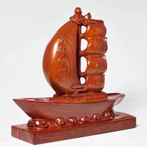 Xianxuan solid wood smooth sailing dragon boat wood carving ornaments home living room desktop decorations housewarming opening gifts