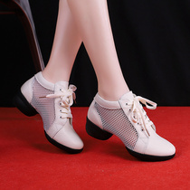 Summer leather square dance shoes breathable white dance shoes womens soft soled dance shoes Sailor jazz modern dance shoes