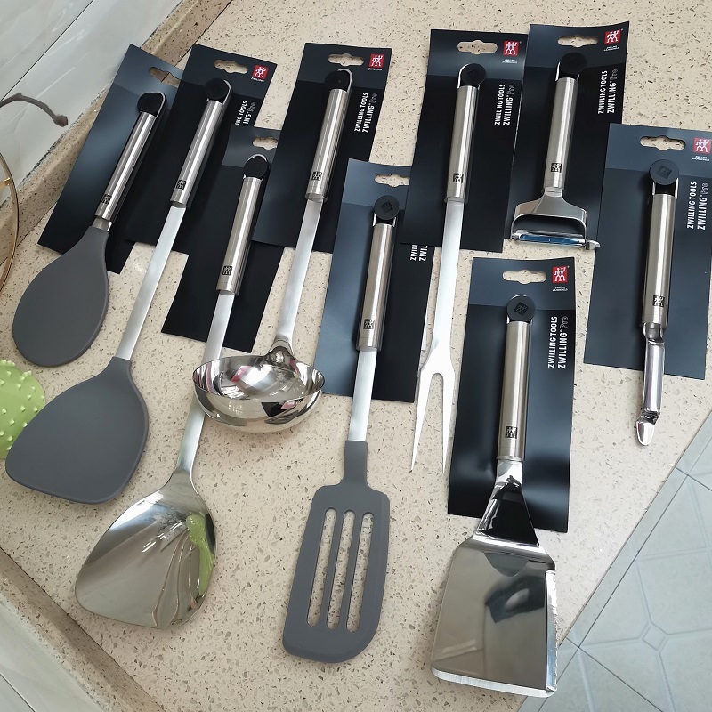 Spot German Double Stainless Steel Pan Shovel Soup Spoon Rice Spoon Paring Knife Frying silicone Silicone Shovel Meat Fork