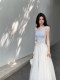 Muzi Li's Li ອອກແບບ lace embroidery stitching stretch knit top square neck outer camisole women's summer