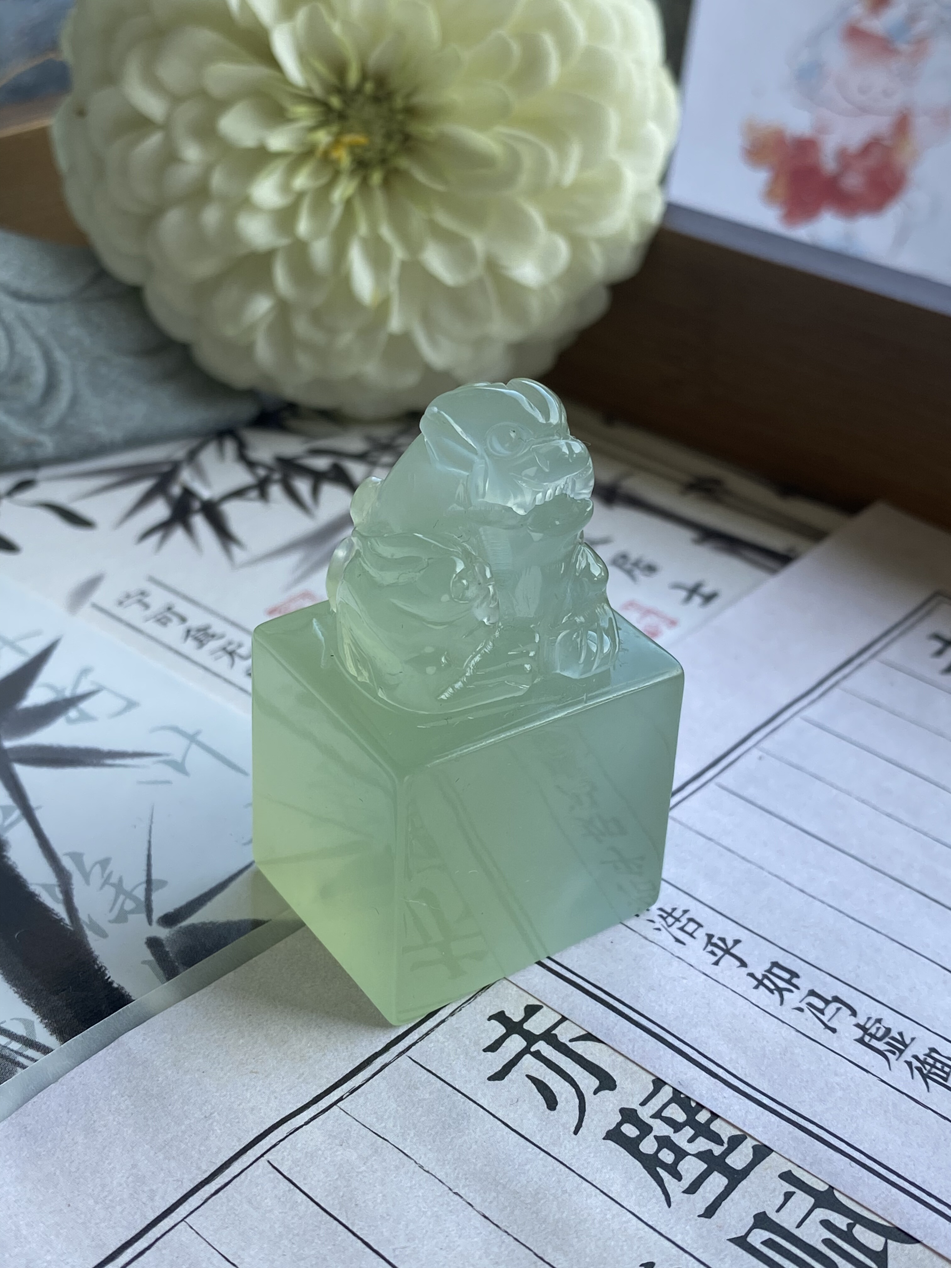纯天然岫玉湖水绿貔貅印章｜国风玉石印章推荐｜2025年收藏级印立试用