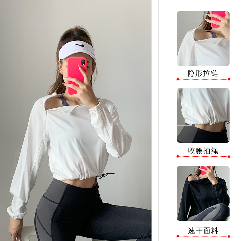 Sports Yoga Fitness Suit Woman Loose Short Long Sleeves Sports Blouse Large Size Code Yoga Movement Long Sleeves