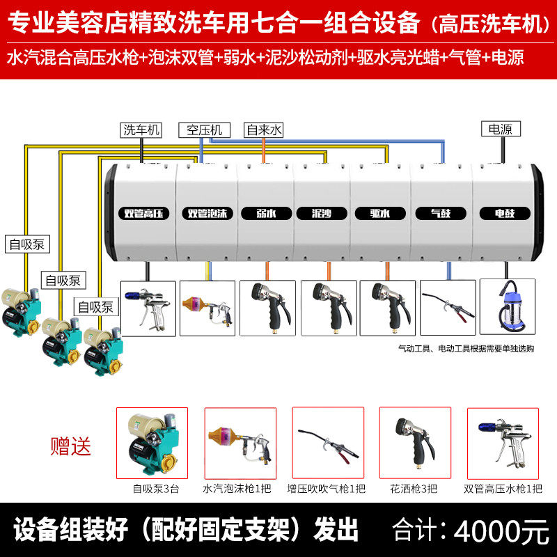 Chengde Delicate Car Wash Equipment Professional Seven All-in-one Combined Drum Foam Wax Water Sediment Roll Drum Car Beauty Use