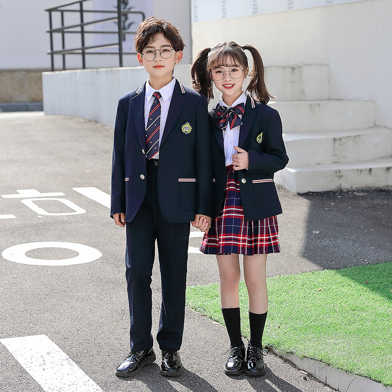 2021 New Autumn Inglén Wind Three Suits Suit Suit School Uniform Elementary School Class Clothes Kindergarten Clothes College Autumn Clothing