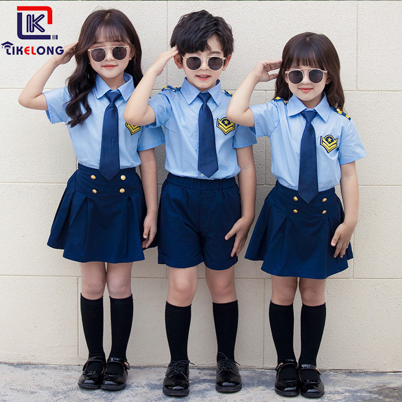 Summer new primary school children's uniform school uniforms Children's class clothes kindergarten garden uniforms Inn Wind 61 Choral performance Out of service