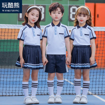 Children Summer Short Sleeve Suit for men and women Childrens clothing Inn College Wind T-shirt Elementary school Childrens school uniforms Kindergarten Garden summer