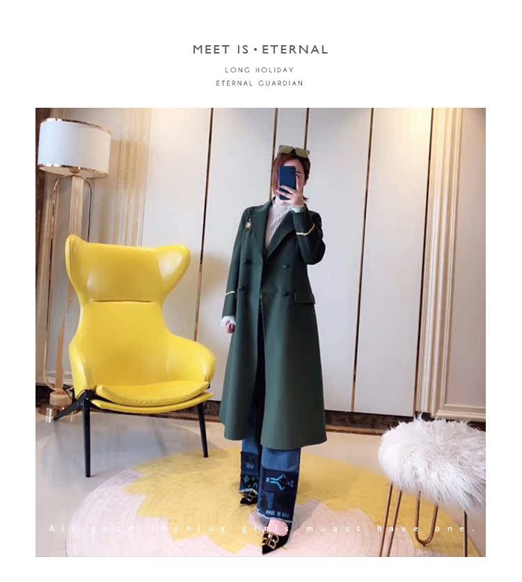 Áo khoác len cashmere hai mặt nữ dài phần phiên bản Hàn Quốc của áo khoác len thủ công mới bằng len - Áo khoác dài áo măng tô nữ