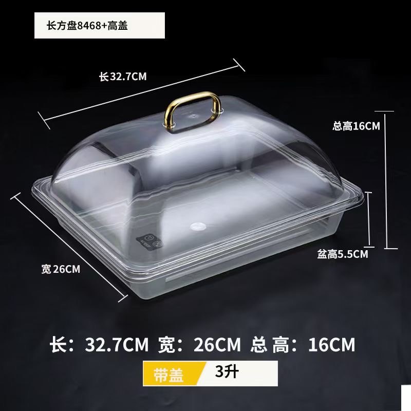 Transparent display square plate plastic cold dish plate ice plate rectangular tray cooked food marinated dish refrigerated plate dumpling plate