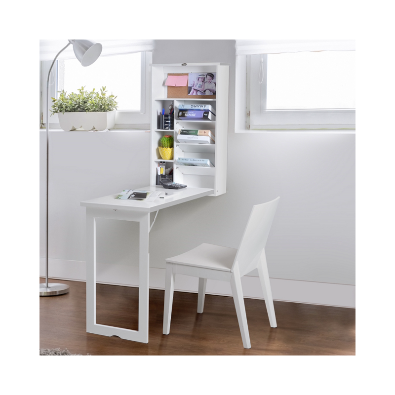 Small Apartment Solid Wood Wall-Mounted Table, Invisible Against the Wall, Study Wall-Mounted Painting-Style Convertible Folding Bar Table, Dining Table, Desk