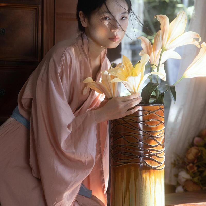 Japanese-Style Home Wear, Plain Kimono Pajamas, Comfortable and Simple Dress