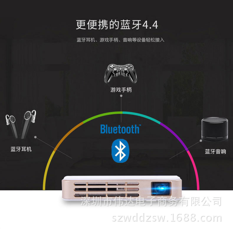 Điện thoại di động micro mới Máy chiếu HD màn hình phẳng Android thông minh WiFi doanh nghiệp gia đình Máy chiếu 1080P - Máy chiếu may chieu cu gia re
