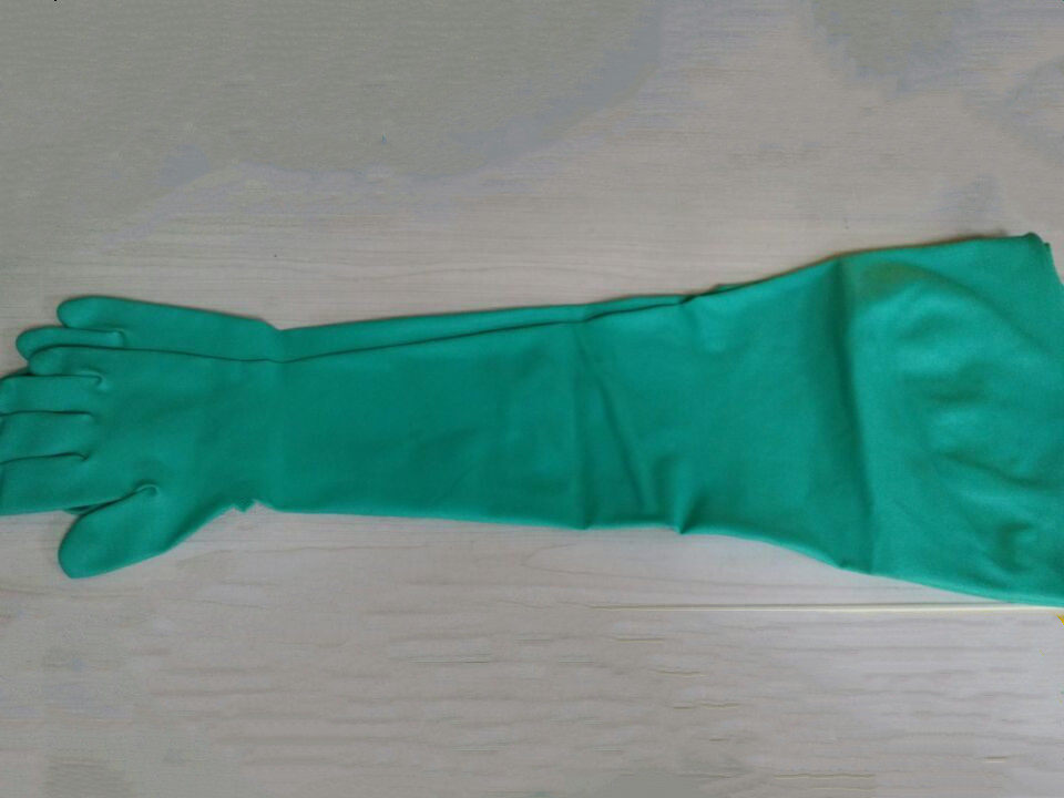80CM Green Nitrile Sandblasted Gloves Work Workshop Oil Resistant Acid PH Resistant to Abrasion Resistant Experimental male and female